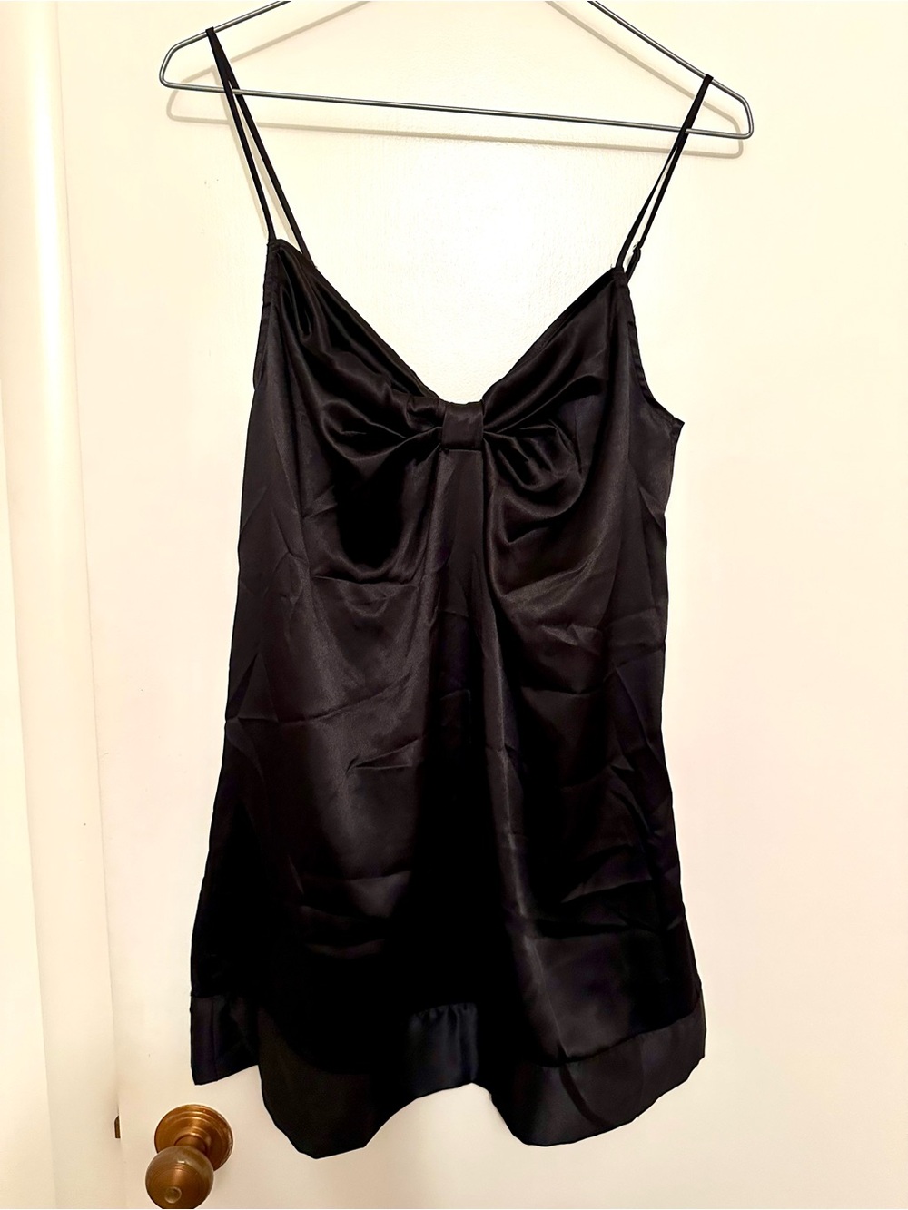 Victoria’s Secret Black Satin Slip Dress /Intimate Wear with Front Knot